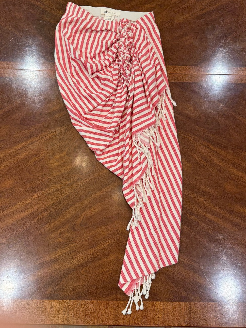 Striped Red and White Asymmetrical Tulum Skirt